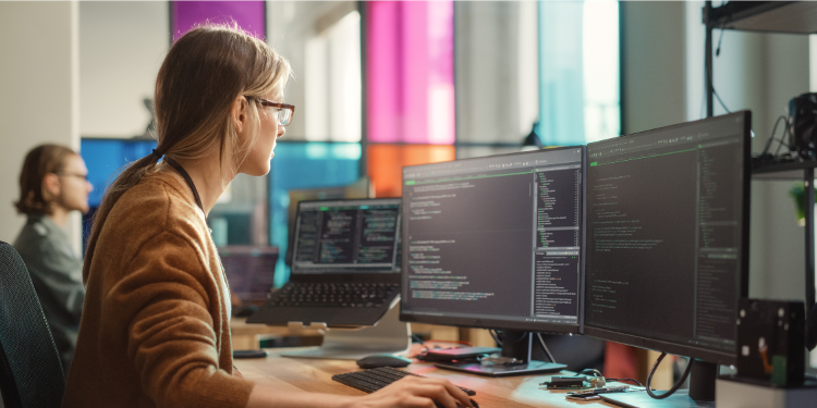 female engineer working at computer