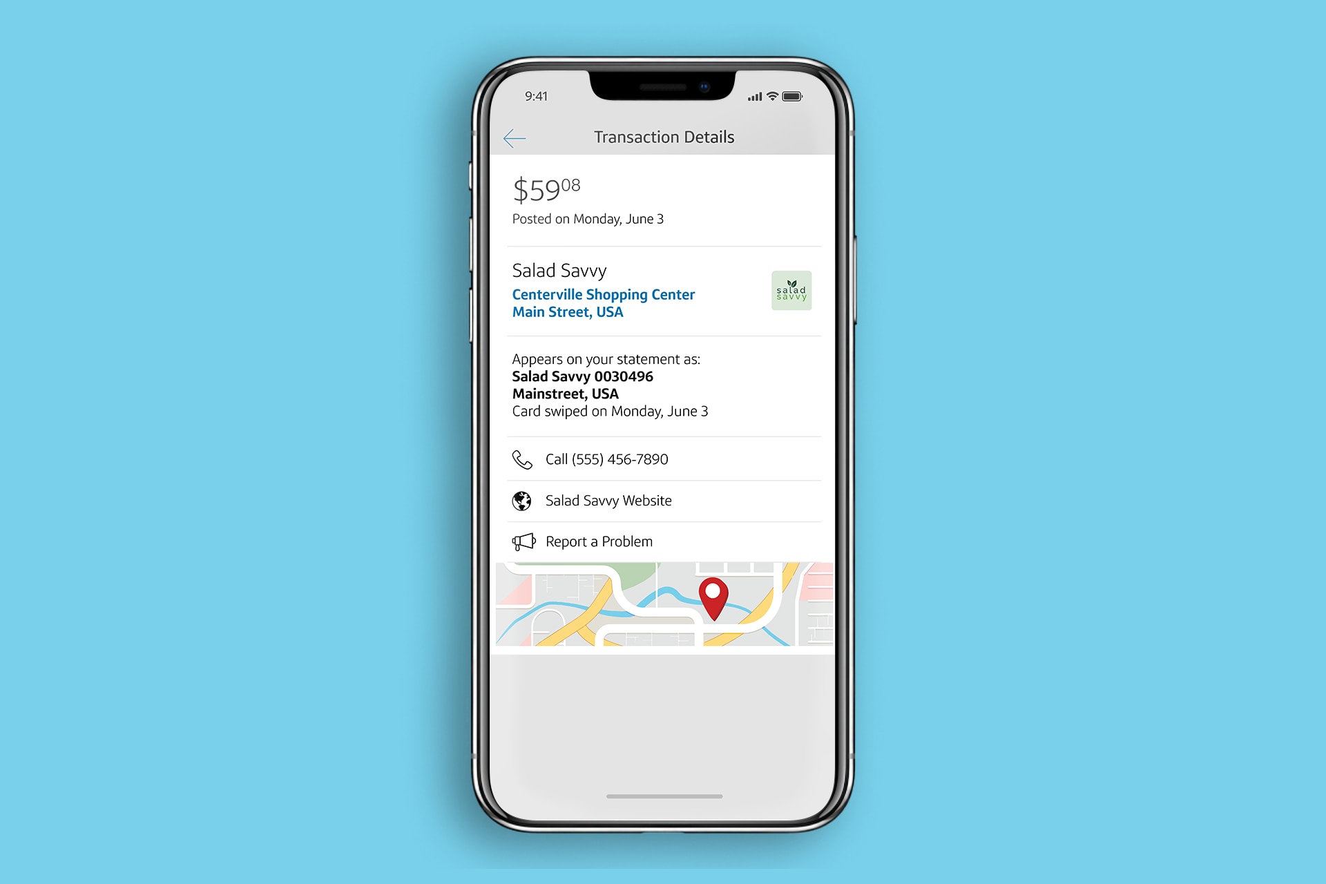 Phone screen showing transaction details